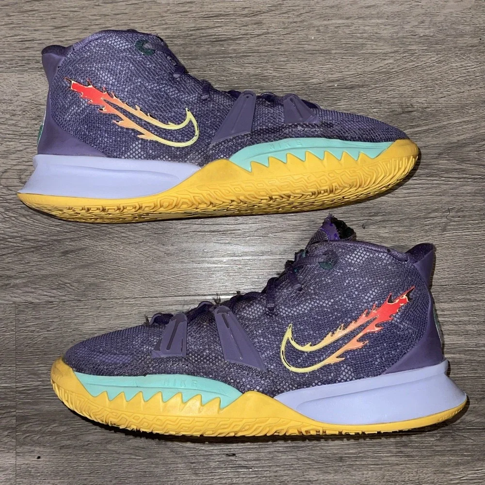 Size 6Y- Nike Kyrie 7 Mid Daybreak Purple Yellow Green CT4080-500